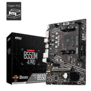 MOTHERBOARD MSI (B550M-A PRO) SOCKET AM4,2*DDR4 4400,HDMI, DVI-D, PCI-E 4.0,M-ATX