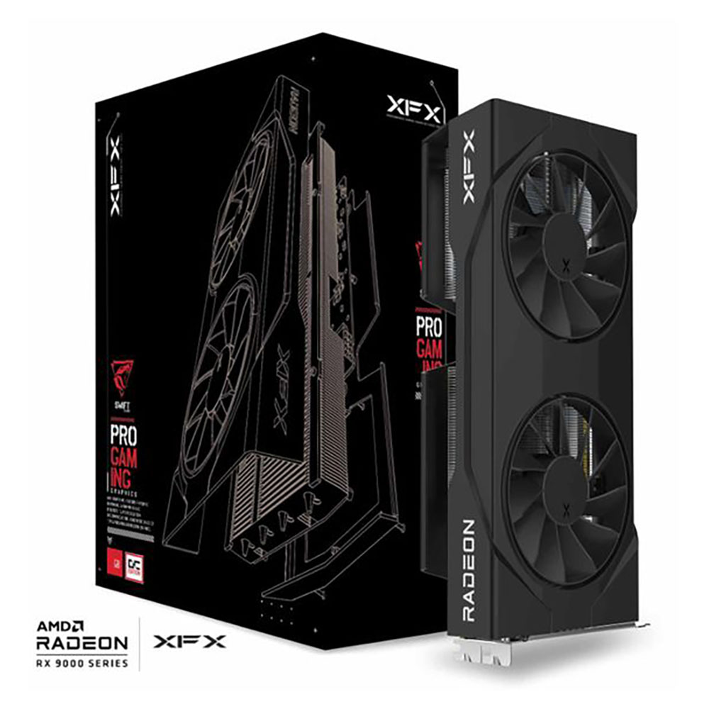 TARJETA DE VIDEO XFX (RX-96TSW16BQ) SWIFT RX9060XT OC,16GB GDDR6,1900MHZ,2*DP,HDMI,2*FAN,NEGRO