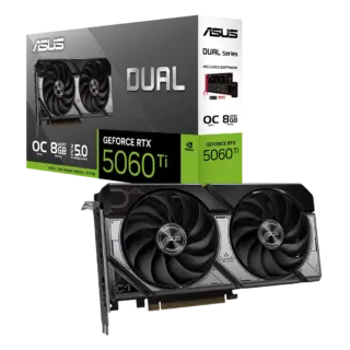 TARJETA DE VIDEO ASUS (DUAL-RTX5060TI-O8G) 8GB GDDR7, 128BIT, PCI-E 5.0, HDMI, 3*DP, DUAL FAN