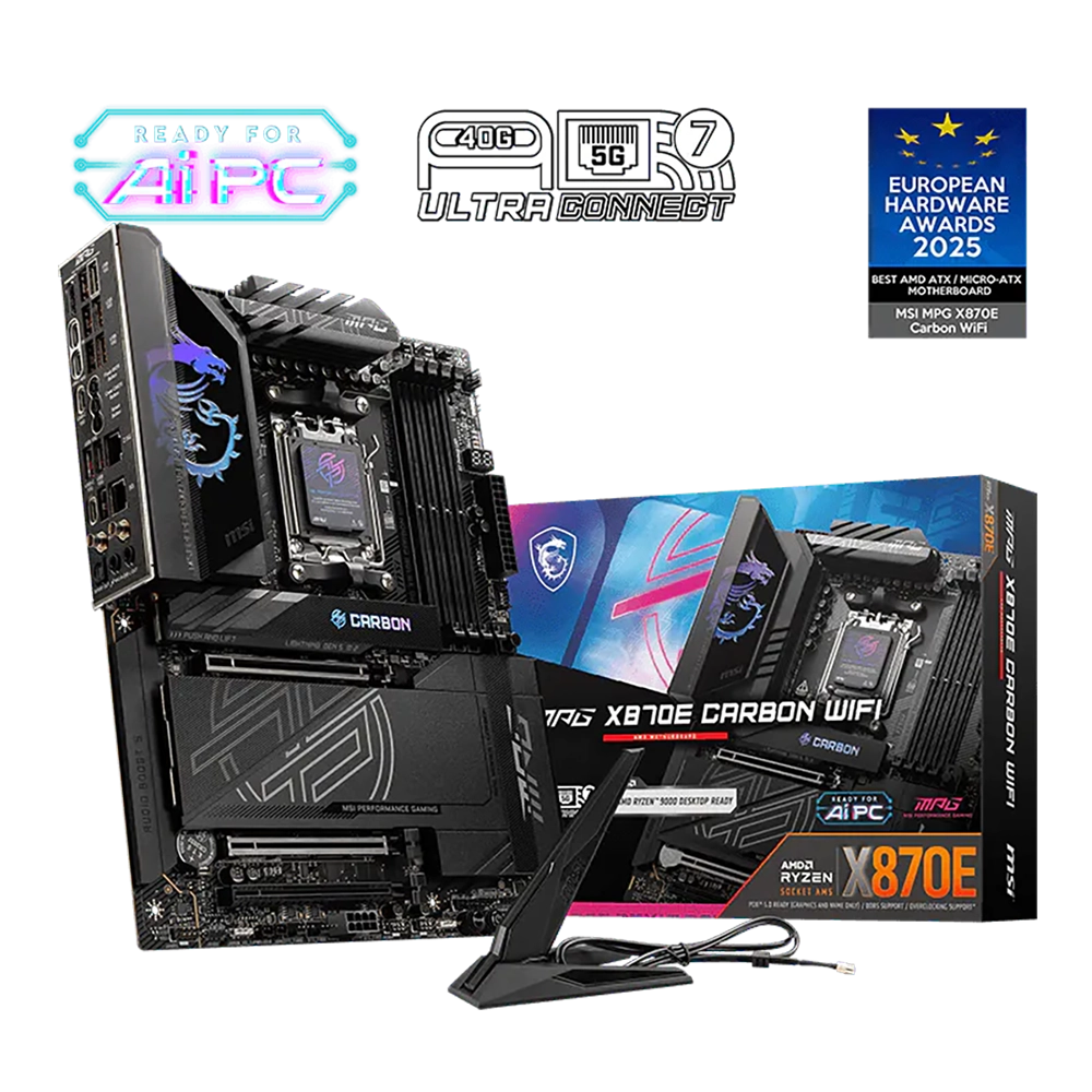 MOTHERBOARD MSI (MPG X870E CARBON WIFI) SOCKET AM5, 4*DDR5 8400, HDMI, 2* USB-C, 4*M.2, ATX