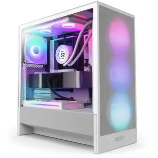 GABINETE NZXT (CC-H52FW-R1) H5 FLOW RGB COMPACT MID-TOWER ATX CASE WITH RGB FANS - BLANCO