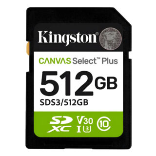 MEMORIA SD SDXC KINGSTON 512GB (SDS3/512GB) CANVAS SELECT PLUS, UHS-I CLASE 10