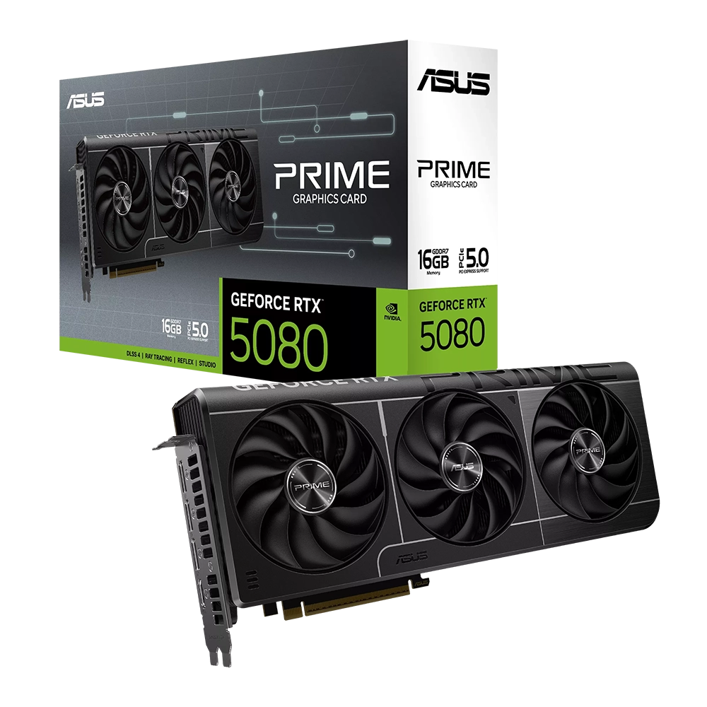 TARJETA DE VIDEO ASUS (PRIME-RTX5080-16G) 16GB GDDR7, 256BIT, PCI-E 5.0, HDMI,3*DP1.4A,TRI FAN