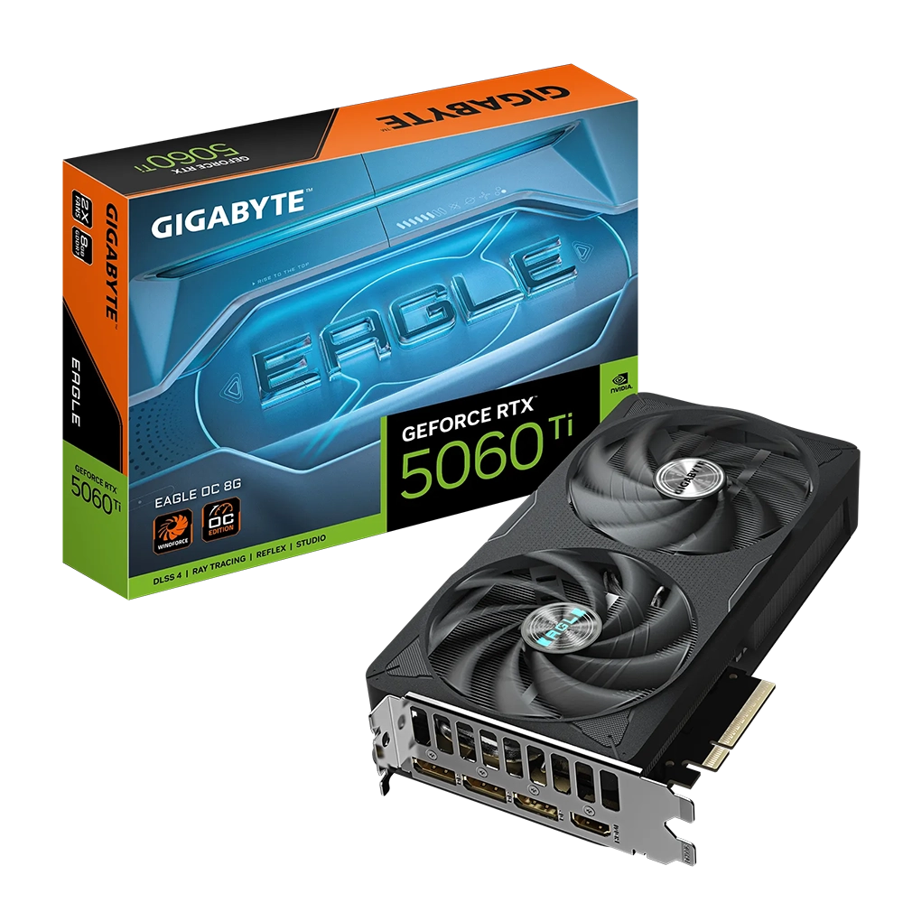TARJETA DE VIDEO GIGABYTE (GV-N506TEAGLE OC-8GD) RTX 5060TI,8GB GDDR7,PCIE 5.0,HDMI,3*DP,2FAN