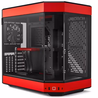 GABINETE HYTE (CS-HYTE-Y60-BR) Y60,CAMDUAL,VIDRIO PANORAMICO,ATX,3FAN,CABLE RISER INCL,ROJO,S/FUENTE