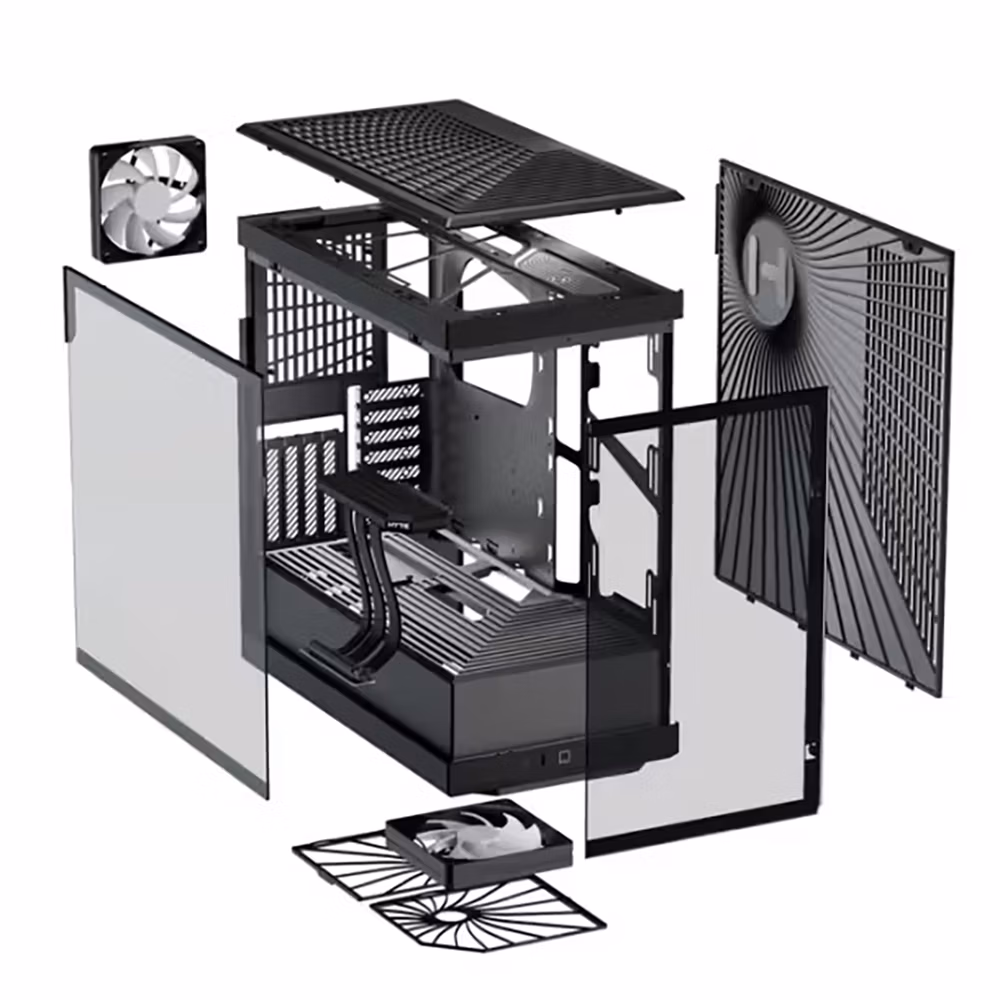 GABINETE HYTE (CS-HYTE-Y40-B)Y40,PITCH BLACK,ATX,VIDRIO PANORAMICO,2FAN,CABLE RISER INCL,NEG,S/FUENT - Image 5