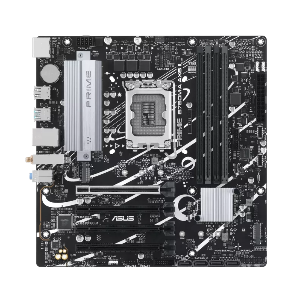 MOTHERBOARD ASUS (PRIME B760M-A AX6 II) SOCKET 1700, 4*DDR5,HDMI,DP,PCI-E 4.0,WIFI6,MATX - Image 2