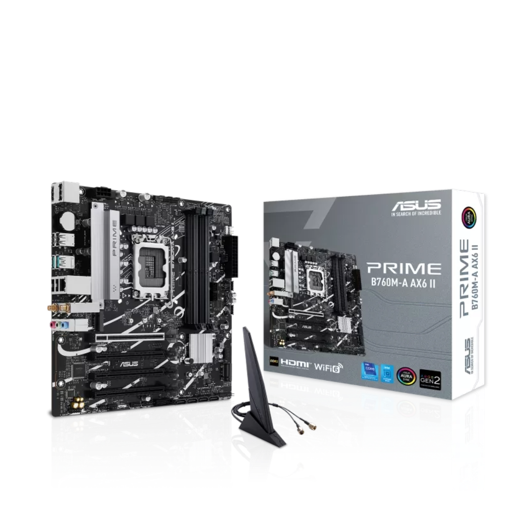 MOTHERBOARD ASUS (PRIME B760M-A AX6 II) SOCKET 1700, 4*DDR5,HDMI,DP,PCI-E 4.0,WIFI6,MATX
