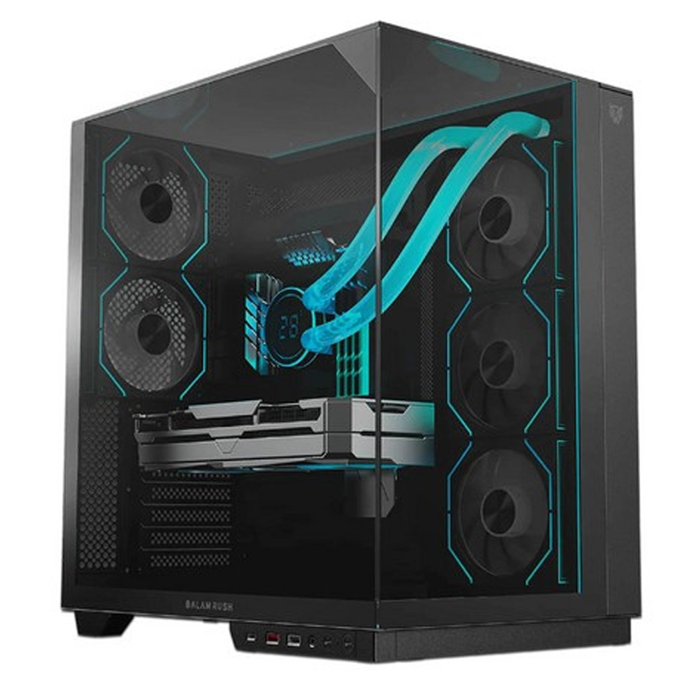 TANK MAJESTIC 7600 BALAM RUSH GABINETE CRISTAL TEMPLADO/ BR-941495 / 5 VENTILADORES INCLUIDOS/ MID-TOWER/ NEGRO
