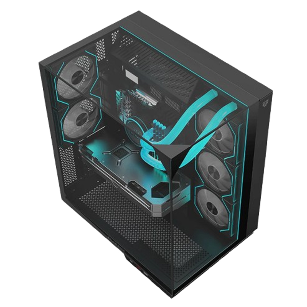 TANK MAJESTIC 7600 BALAM RUSH GABINETE CRISTAL TEMPLADO/ BR-941495 / 5 VENTILADORES INCLUIDOS/ MID-TOWER/ NEGRO - Image 2