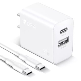 GAR162 CARGADOR DE DOBLE PUERTO USB C Y USB A 20W Y CABLE TIPO C 3A 1HORA