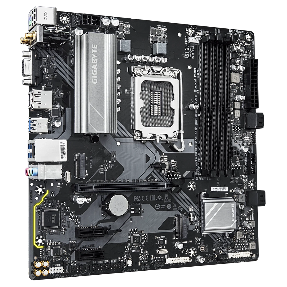 MOTHERBOARD GIGABYTE (B760M D3HP WIFI6) SOCKET 1700,4*DDR5 5600MHZ,HDMI,DP,VGA,WIFI,BT 5.3,MICRO ATX - Image 2