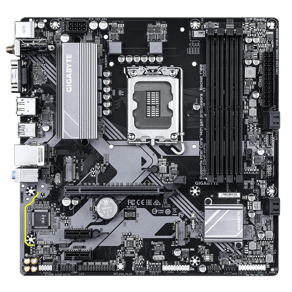 MOTHERBOARD GIGABYTE (B760M D3HP WIFI6) SOCKET 1700,4*DDR5 5600MHZ,HDMI,DP,VGA,WIFI,BT 5.3,MICRO ATX - Image 3