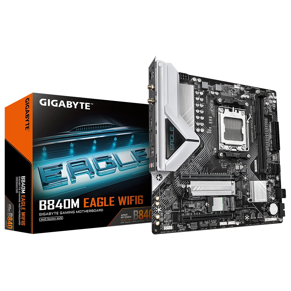 MOTHERBOARD GIGABYTE (B840M EAGLE WIFI6) SOCKET AM5,2*DDR5 5200MHZ,HDMI,DP,WIFI6,BT,MICRO ATX