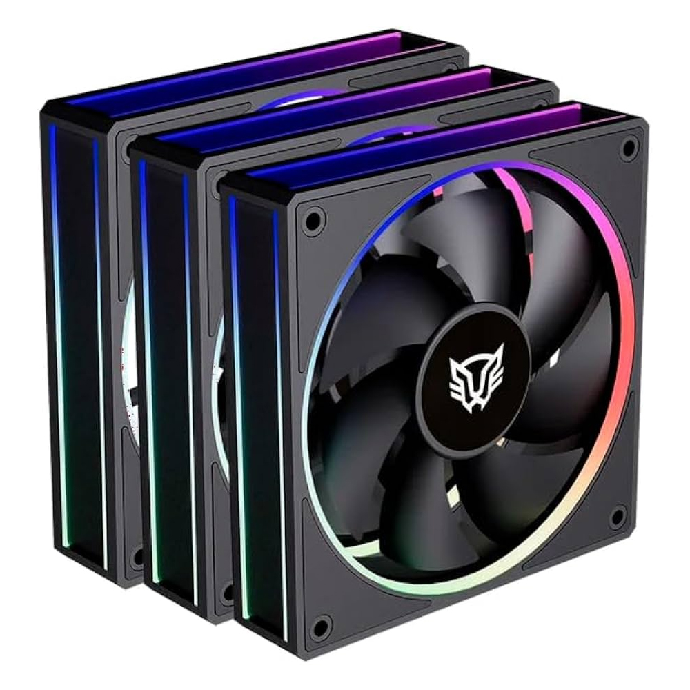 KIT 3 VENTILADORES EOLOX BORA EXB85 (BR-942126) BALAM RUSH,AUREA RGB,120 MM,NEGRO