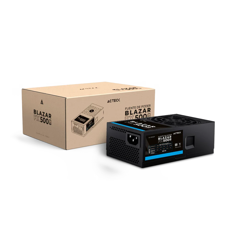 FUENTE DE PODER ACTECK (ES-05002T) BLAZAR FX500, 500W,ATX 24,ATX 12V 4+4,2 SATA,2 MOLEX,NEGRO