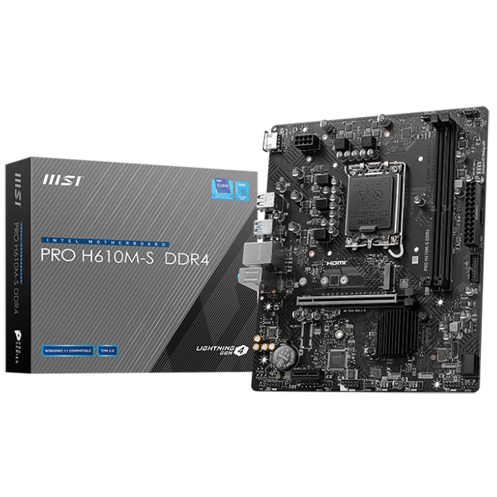 MB MSI MICROATX PRO H610M S DDR4 S1700 INTEL H610 HDMI 64GB DDR4 PRO H610M S DDR4