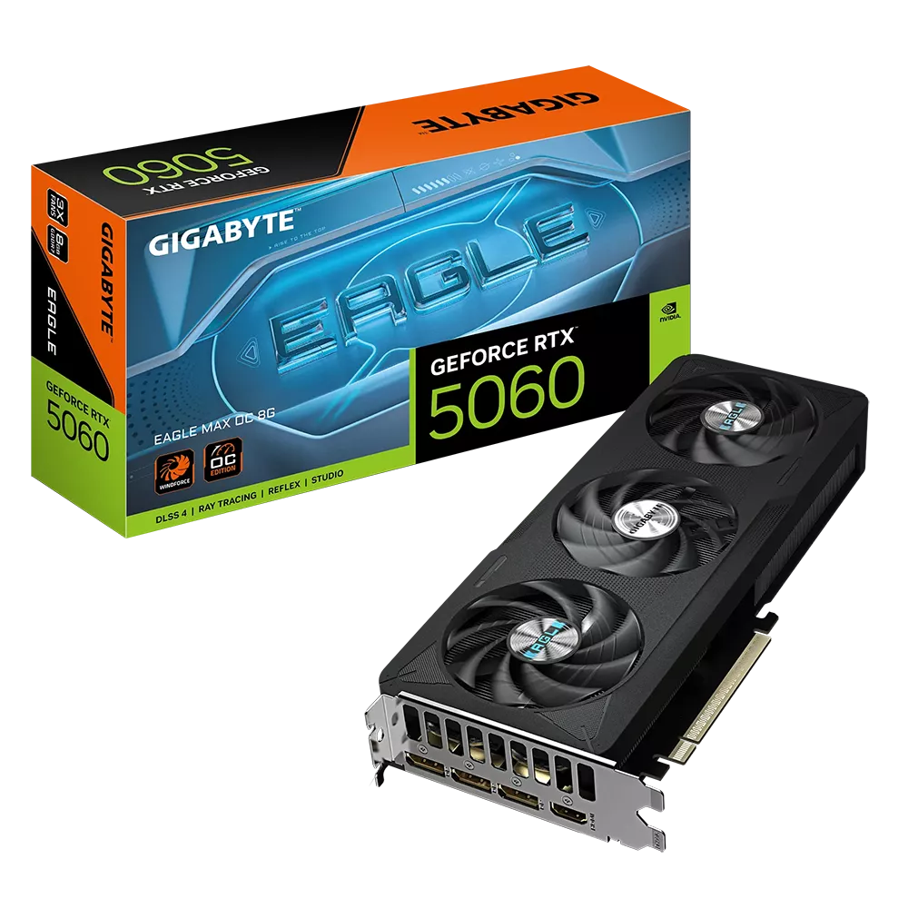 TARJETA DE VIDEO GIGABYTE (GV-N5060EAGLEMAX OC-8GD) RTX 5060,8GB GDDR7,PCIE 5.0,HDMI,3*DP,3FAN