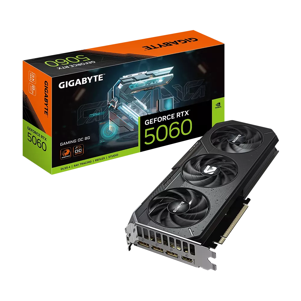 TARJETA DE VIDEO GIGABYTE (GV-N5060GAMING OC-8GD) RTX 5060,8GB GDDR7,PCIE 5.0,HDMI,3*DP,3 FAN
