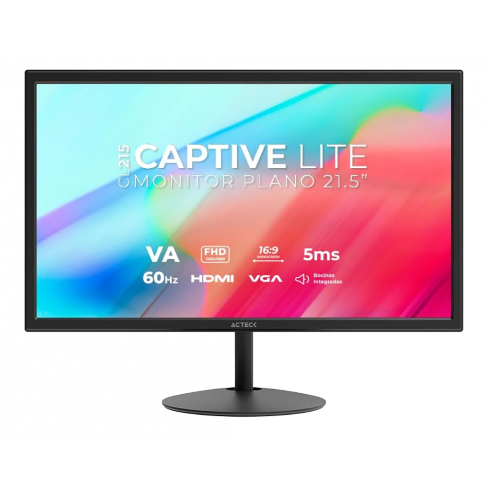 MONITOR ACTECK 21.5P CAPTIVE LITE CL215 PLANO VA FULL HD 1920X1080 16.9 60HZ CON BOCINAS AC 943253