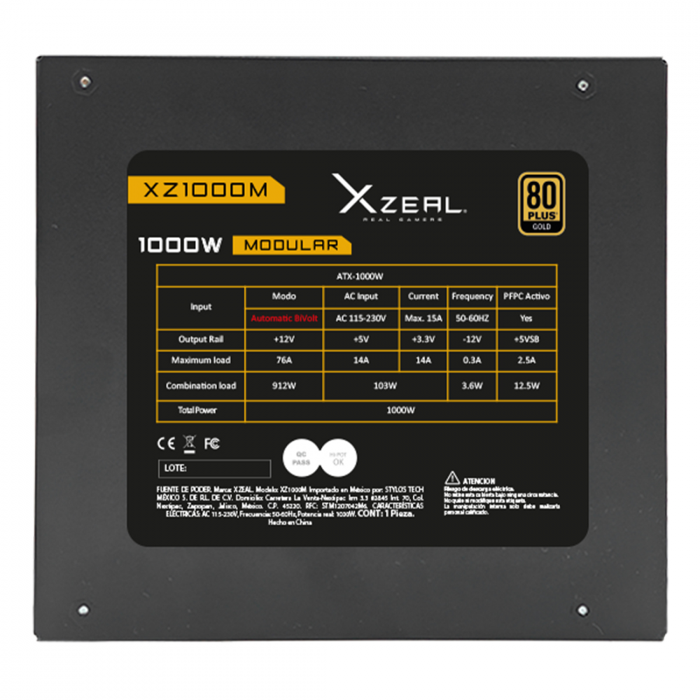 FUENTE DE PODER XZEAL (XZPS1000MB) XZ1000M, 1000W, 80 PLUS GOLD,MODULAR, NEGRO - Image 2
