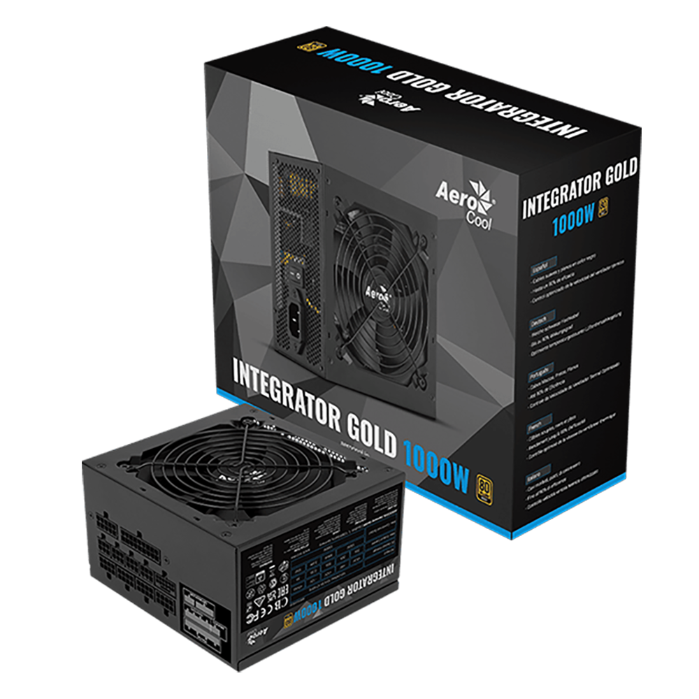 FUENTE DE PODER AEROCOOL INTEGRATOR 1000W 80 PLUS GOLD PCIE5.0