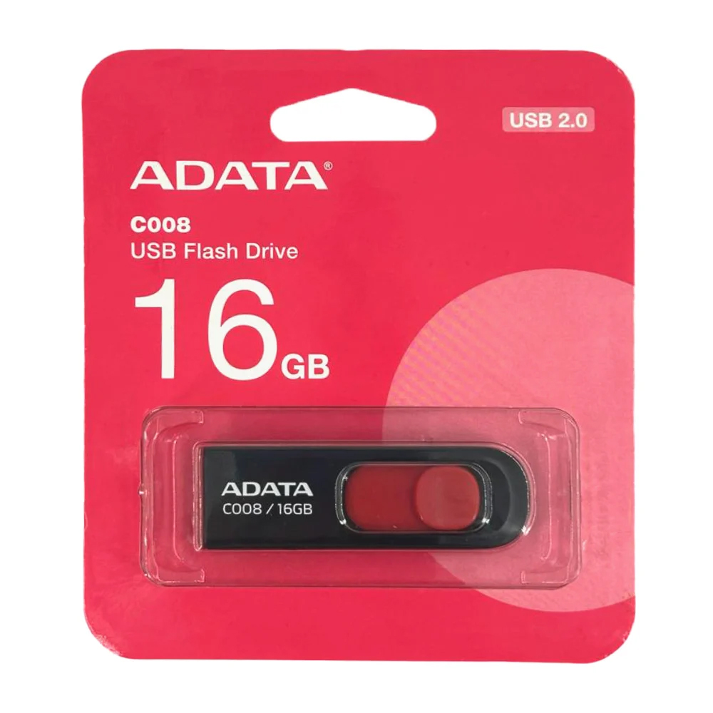MEMORIA USB 16GB ADATA USB 2.0 NEGRO/ROJO C008