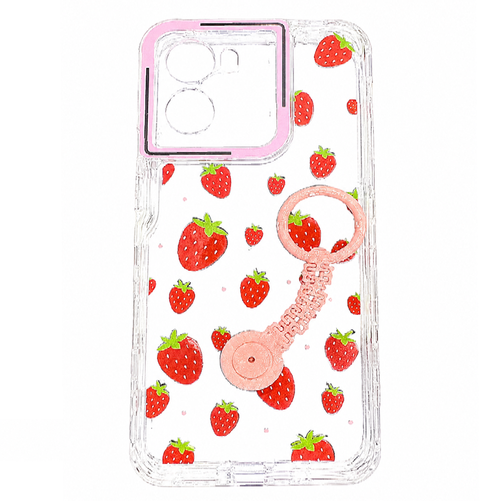 FUNDA 3 EN 1 BLOOMCASE SAM A55 SAMSUNG DISEÑO DE FRESAS