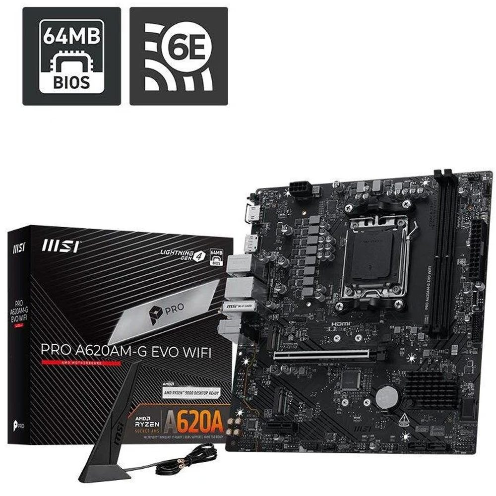 PRO A620AM-G EVO WIFI MSI TARJETA MADRE AMD SOCKET AM4, 2 DDR4, MICRO ATX