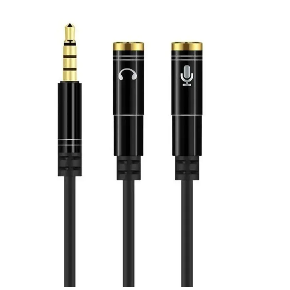 ADAPTADOR AUDIO ESTEREO AUXILIAR 3.5MM AUDIO Y MICROFONO, 2 JACK 1 PLUG, VARIOS COLORES