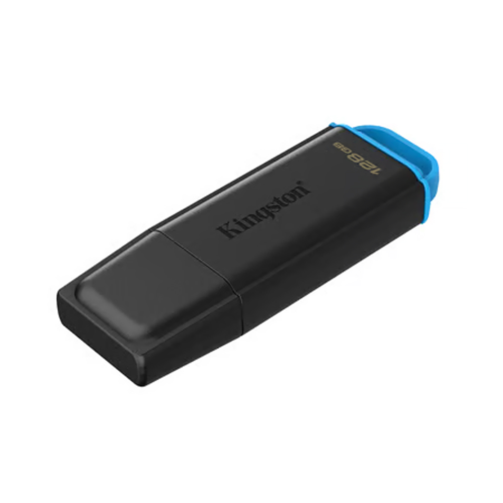 MEMORIA USB 128GB DATATRAVELER EXODIA KINGSTON USB3.2, COLOR NEGRO/AZUL