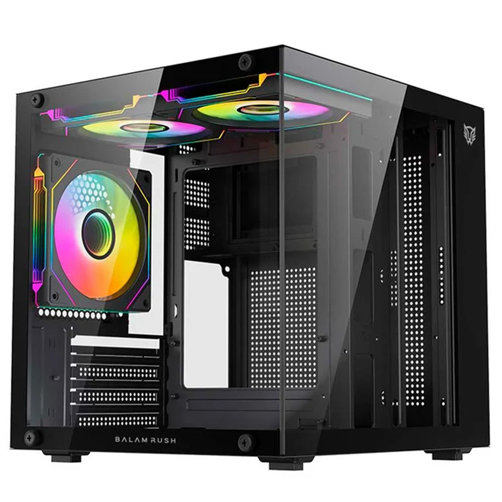 TANK GLOW MINI 3500 BALAM RUSH GABINETE, 3X FANS, CRISTAL TEMPLADO, COLOR NEGRO